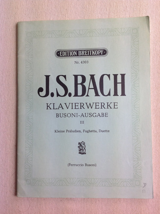 Bach Klavierwerke Busoni-Ausgabe band 3 partition piano