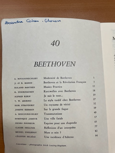 Revue L'arc sur Beethoven aux éditions Arc