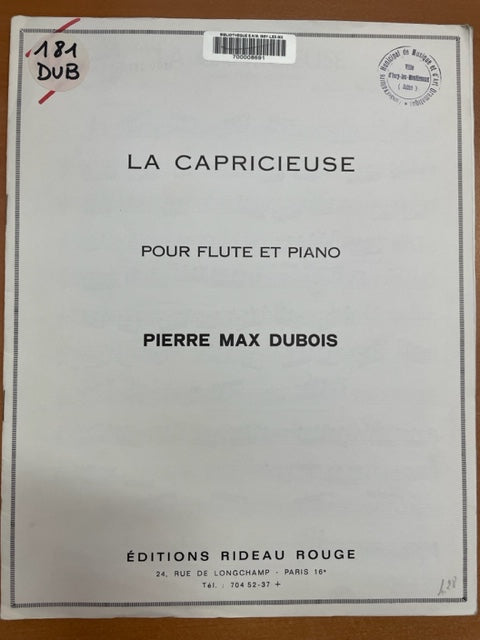 Pierre-Max Dubois La Capricieuse partition pour flute et piano