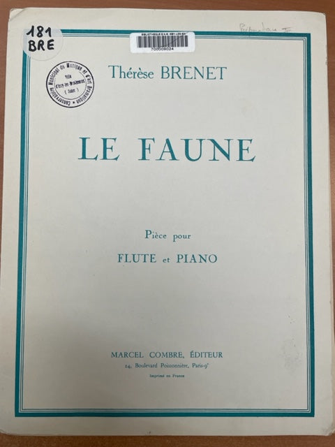 Thérèse Brenet Le Faune partition pour flute et piano