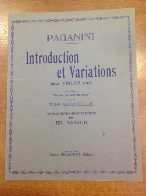 Niccolo Paganini Introduction et variations partition pour violon seul