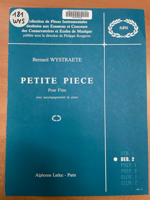 Bernard Wystraete Petite pièce partition pour flute et piano