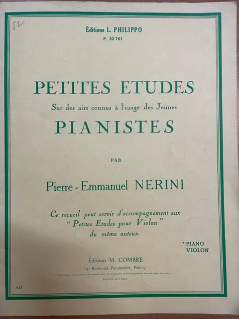 Pierre Nérini Petites études sur des airs connus à l'usage des jeunes pianistes