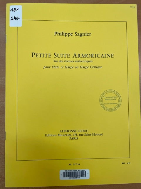 Philippe Sagnier Petite suite armoricaine sur des thèmes authentiques partition pour flute et piano