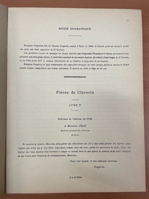 François Couperin Pièces de clavecin livre 2 éditions Durand