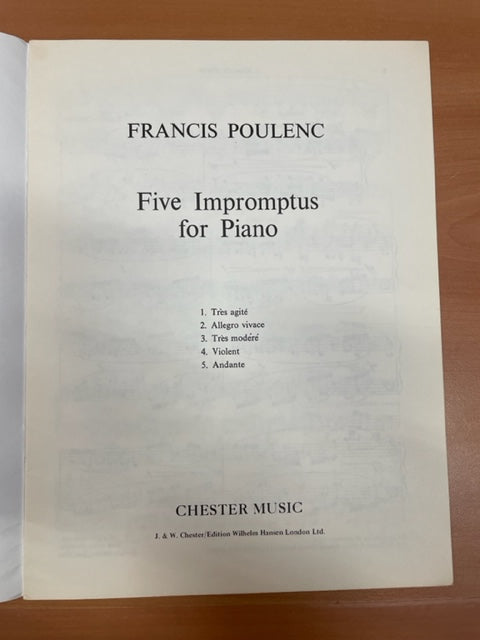 Poulenc Francis 5 impromptus partition piano