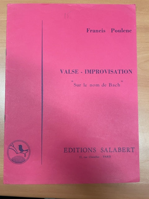 Poulenc Francis Valse - Improvisation Sur le nom de Bach partition piano