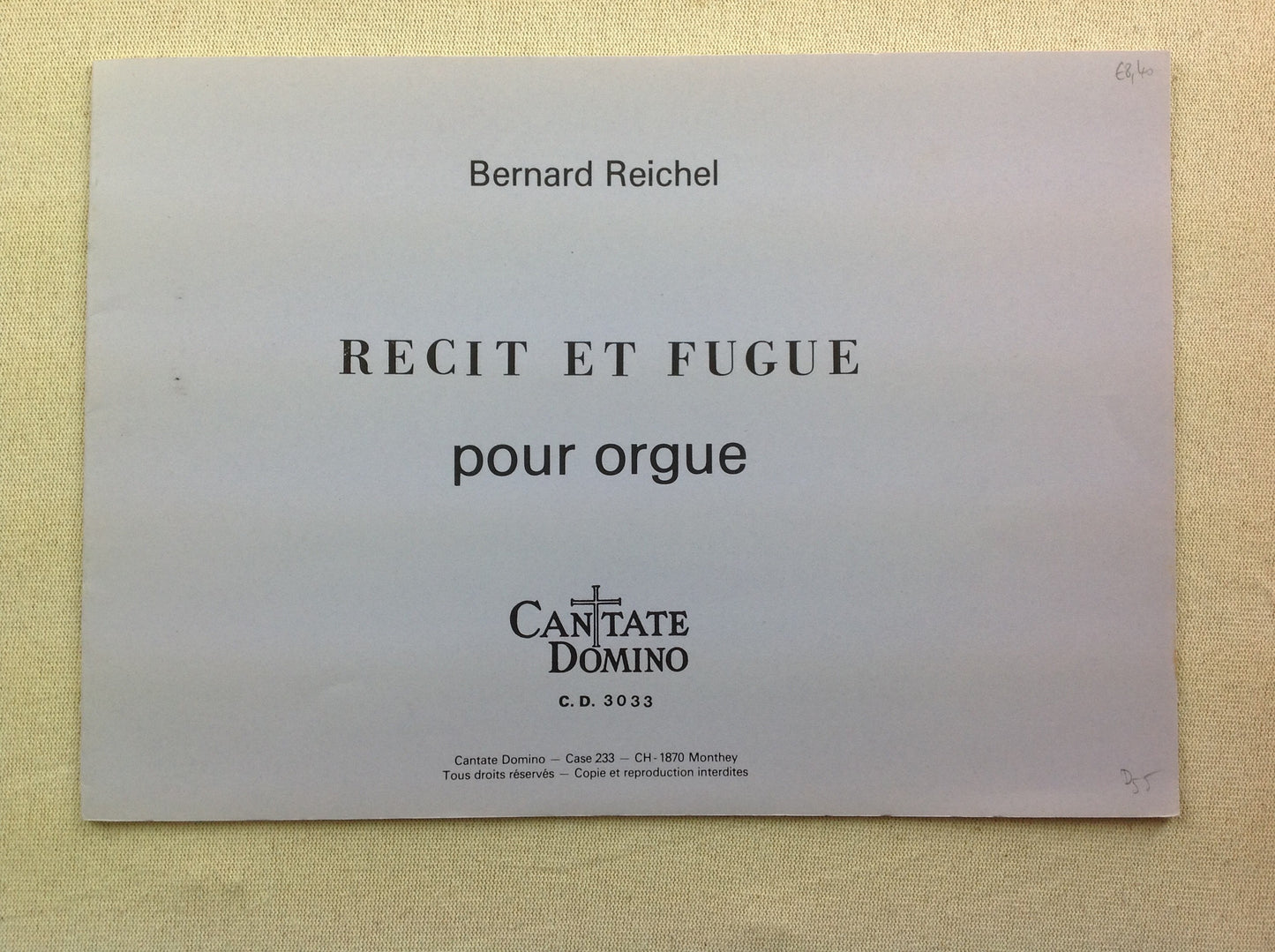 Bernard Reichel Récit et fugue partition pour orgue