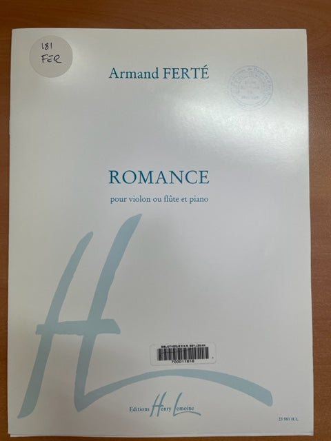 Armand Ferté Romance partition pour violon ou flûte et piano