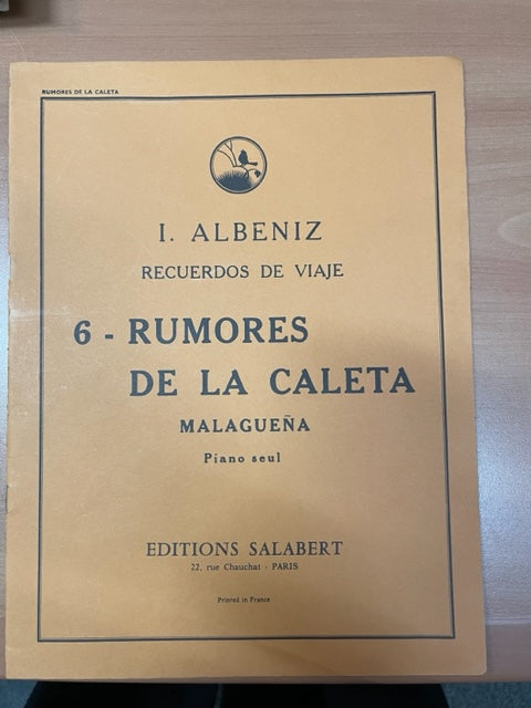 Albeniz Recuerdos de viaje n° 6: Rumores de la caleta partition piano