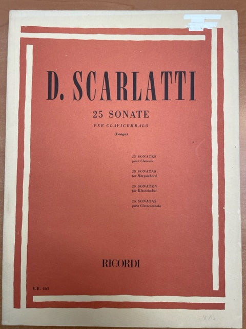 Domenico Scarlatti 25 sonates partition pour clavecin