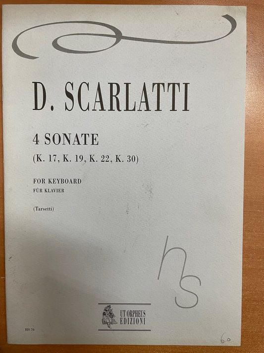 Scarlatti 4 sonates (K 17, K 19, K 22, K 30) partition piano