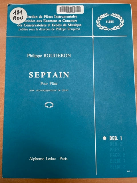 Philippe Rougeron Septain partition pour flute et piano