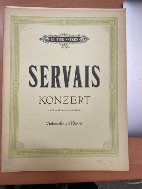 Servais François concerto pour violoncelle en si mineur réduction piano