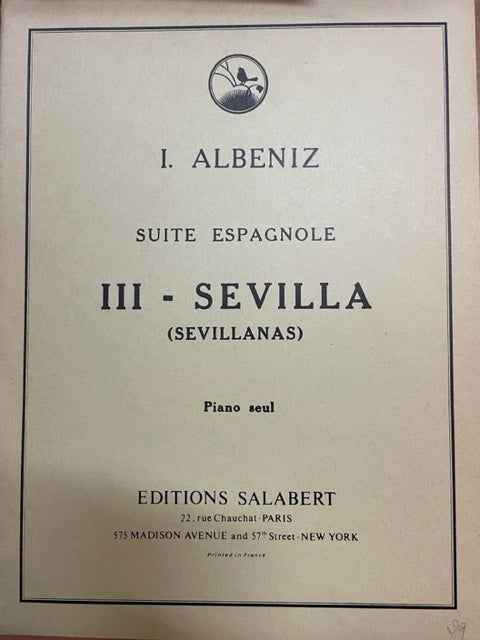 Albeniz Suite espagnole volume 3 : Sevilla partition piano