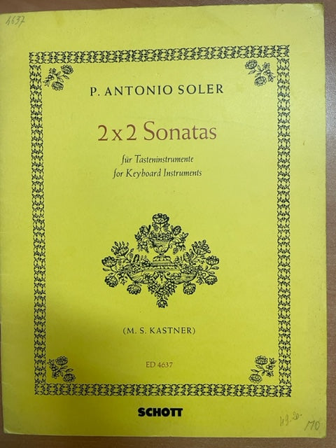 Soler Antonio 2x2 sonatas for keyboard instruments partition piano