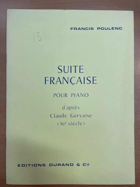 Francis Poulenc Suite française d'après Gervaise partition piano