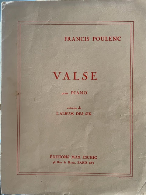 Francis Poulenc Valse pour piano extraite de l'album des six