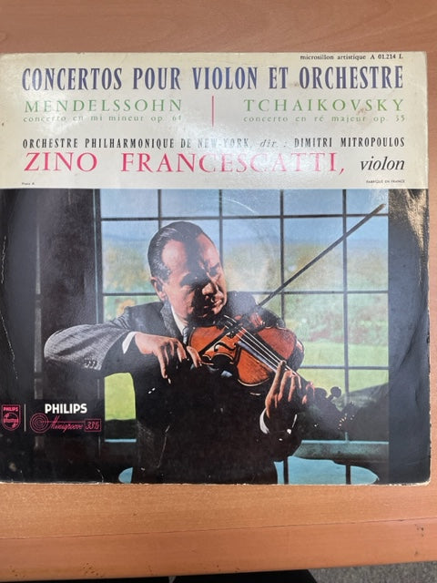 Vinyle Zino Francescatti, violon Mendelssohn Concerto en mi mineur - Tchaïkovsky Concerto en ré majeur