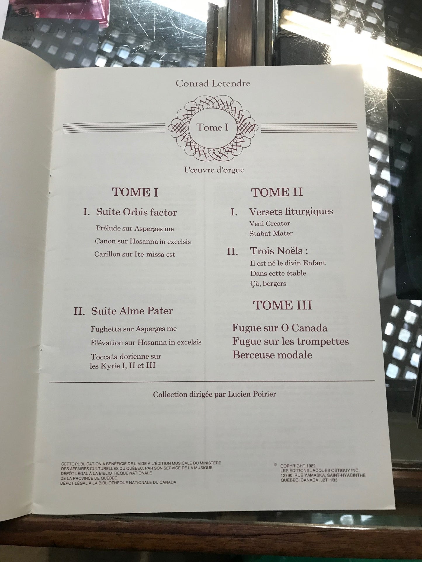 Conrad Letendre L'oeuvre d'orgue tome I 6 pièces en 2 Suites partition pour orgue