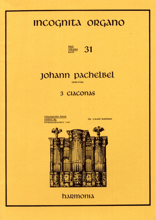 Johann Pachelbel 3 Ciaconas partition pour Orgue et pédalier